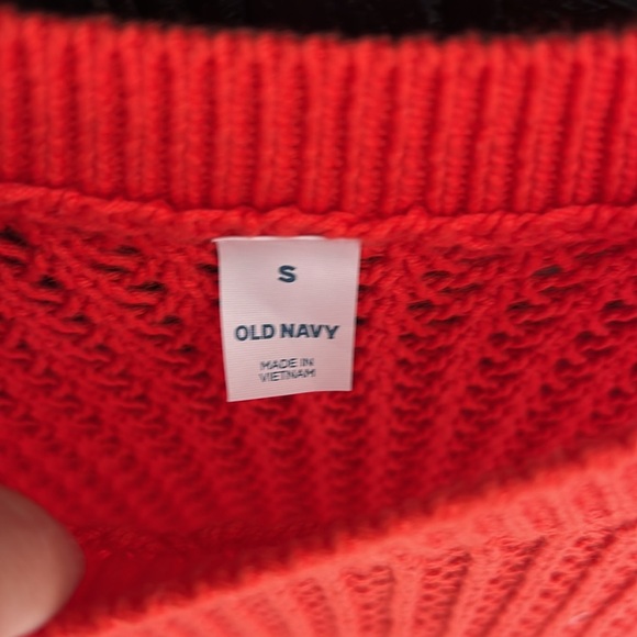 NWOT Crochet Knit Cropped Sweater Red Orange Size Small Petite - Picture 3 of 7